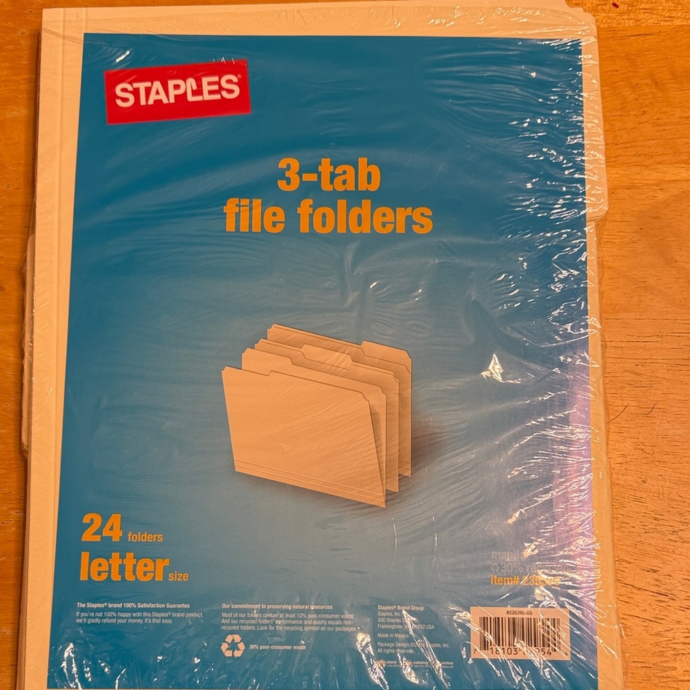 Staples 3-Tab File Folders (20)